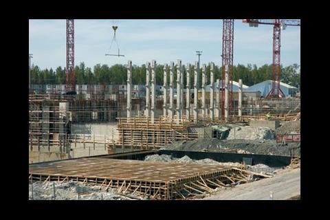 The concrete columns that will support the turbines